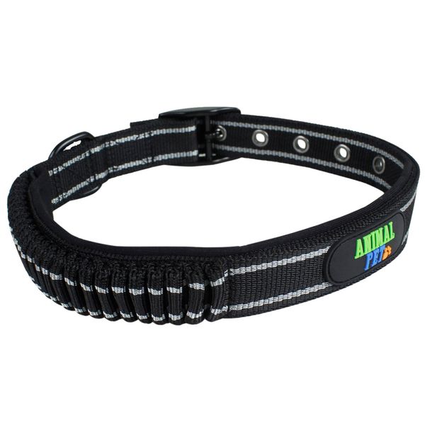 Collar-Elastico-Animal-Pet-Negro-Y-Gris-L