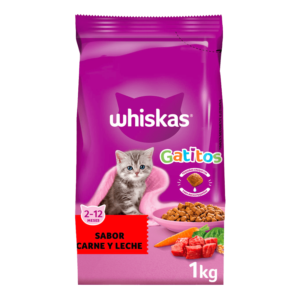 Alimento Whiskas Gatito Carne y Leche - 1 Kg
