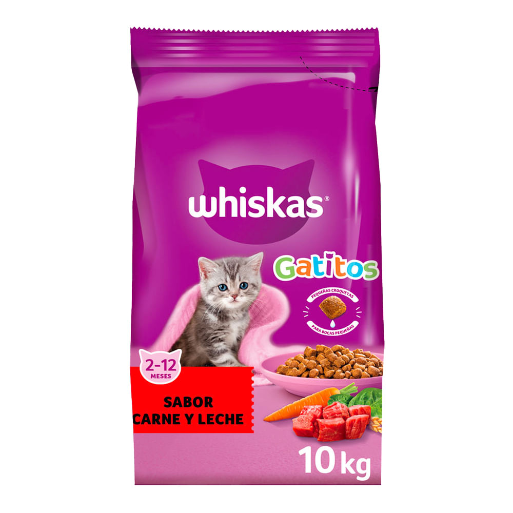 Alimento Whiskas Gatito Carne y Leche - 10 Kg