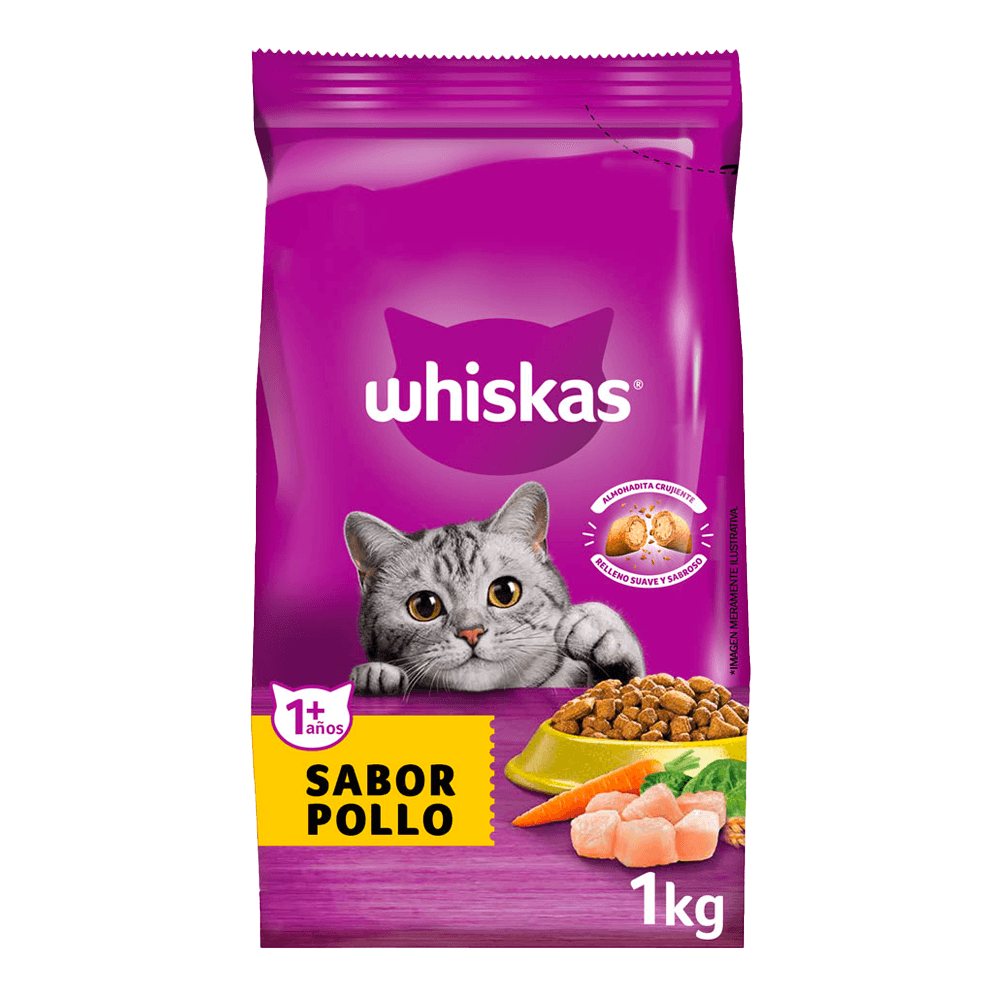 Alimento Whiskas Gato Adulto Pollo y Leche - 1 Kg